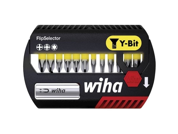 Wiha FlipSelector Y-Bit bitsett 25 mm 13 deler svart/gul PH/PZ/TX