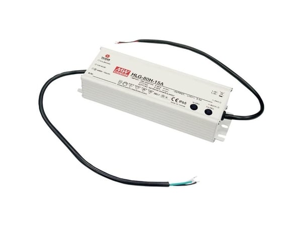 MEAN WELL HLG-80H-24B, 81,6 W, IP67, 62000 timer, -40 - 80 °C, 90 - 305 V, 47 - 63 Hz