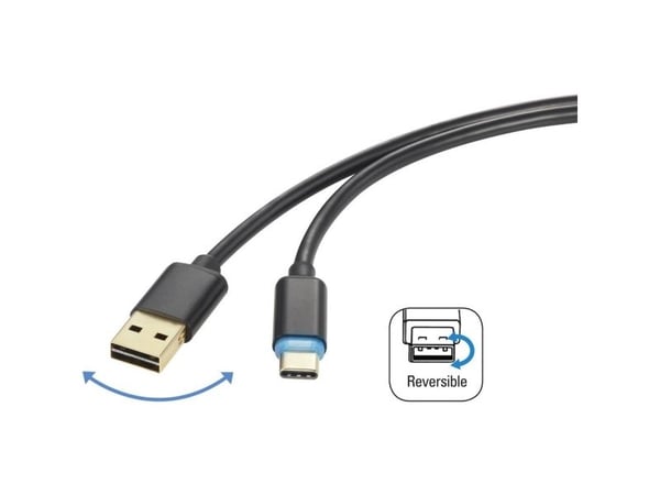 Renkforce RF-4758090, 1,5 m, USB A, USB C, USB 2.0, 480 Mbit/s, sortering