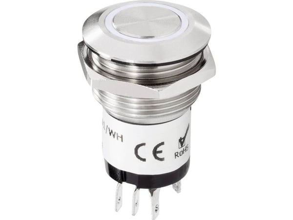 Renkforce RF-4707814 Ringeklokke Enkel Rustfrit stål, Hvid 24 V DC/ 2 A, 24 V AC/ 1 A