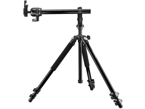 Mantona Walimex Kolmijalka 3/8 tuuman Työskentelykorkeus = 60 - 157 cm Musta sis. laukun, 3D-säädön, kuulapään