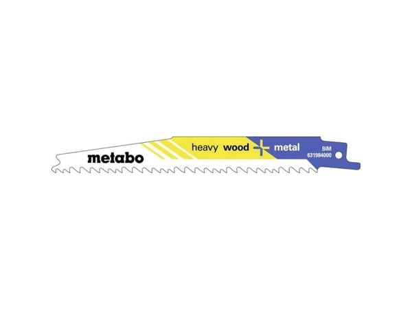 Metabo 628259000, Sabelsagblad, Plast, Tre, Tre med spiker, Bimetall, Blå, Hvit, Gult, 15 cm, 3,2 mm
