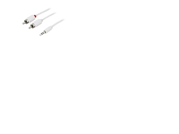 Deltaco Äänikaapeli, 3,5mm uros - 2xRCA uros, 5m, valkoinen, 3.5mm, Uros, RCA, Uros, 5 m, Valkoinen