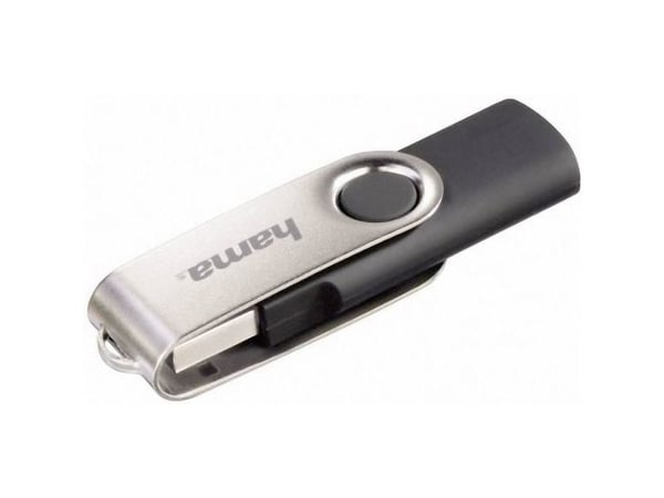 Hama Rotate, 64 GB, USB A-tyyppi, 2.0, 6 MB/s, Taittuva, Musta, Hopea