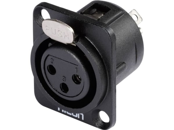 Hicon HI-X3DF-M XLR-kontakt flensetilkobling, rette poler: 3 svart (1 stk)