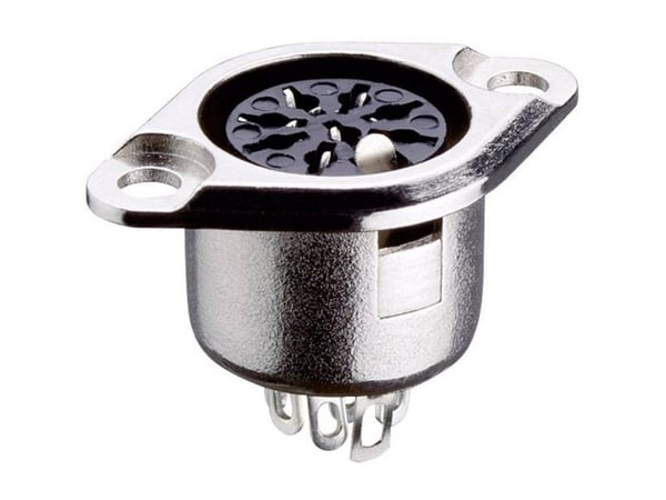 Lumberg 0103 06, DIN 6-polet, metallisk, nikkel, sink, sølv, 30 mO, 60 V