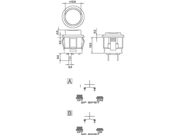 TRU COMPONENTS 1587752 TC-R13-523A-05RT Painonappi 250 V/AC 1,5 A 1 x Off/(On) Painonappi 1 kpl 1 kpl