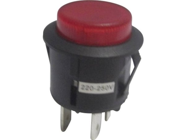 TRU COMPONENTS 1587761 TC-R13-527AL-02RT Trykknap 250 V/AC 6 A 1 x Off/(On) Tastende Rød 1 stk Tastende Rød 1 stk