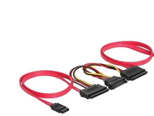 DeLOCK SATA All-in-One cable for 2x HDD, 0,5 m, Punainen