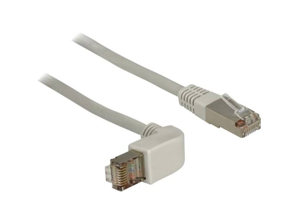 DeLOCK - Patchkabel - RJ-45 (han) til RJ-45 (han) - 50 cm - SFTP - CAT 5e - 90° stikforbindelse, formet - grå
