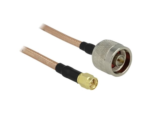 DeLOCK - Antennikaapeli - N-liitin (P) - SMA (P) - 1 m - RG-142 - läpinäkyvä