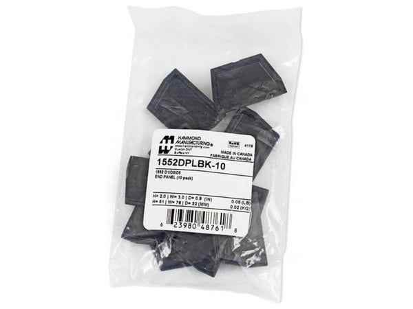 Hammond Electronics 1552DPLBK-10 endeplate ABS-plast sort (L x B x H) 51 x 76 x 23 mm 10 stk