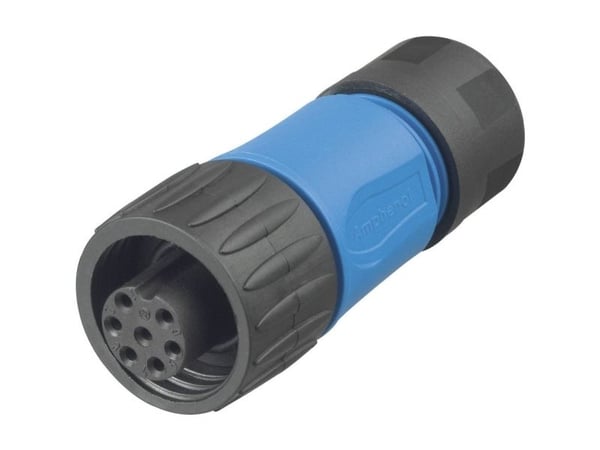 Amphenol C016 10D006 010 10, 14 A, 250 V, 7P, Lige, Blå, IP67