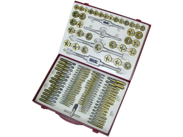 Holzmann Maschinen H070300003 Gängningssats 101 delar HSS metrisk M2, M3, M4, M5, M6, M7, M8, M9, M10, M11, M12, M14, M16, M18