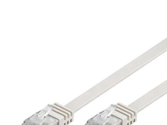 DELTACO TP-61V-FL - Koblingskabel - RJ-45 (hann) til RJ-45 (hann) - 1 m - UTP - CAT 6 - formstøpt, flat - hvit