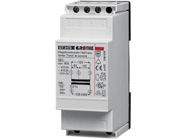 Grothe klocktransformator 8 V AC 1 A 14201 (14201)