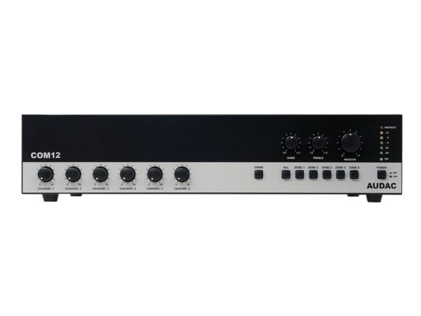 Audac COM12MK2 - Mixerförstärkare - drivna - 6 kanaler - 120 Watt - kan monteras i rack