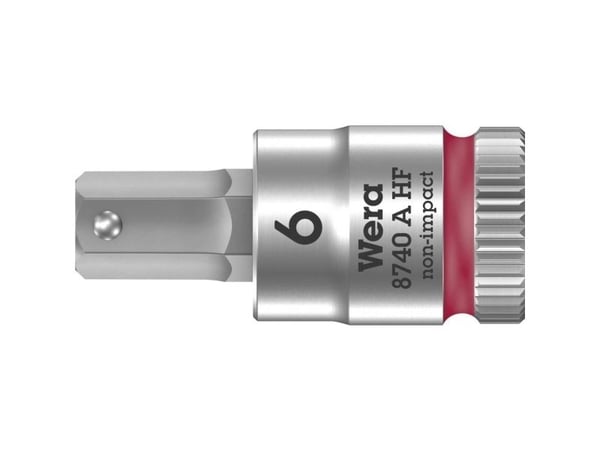 Wera 05003337001 8740 A HF Zyklop hylsyadapteri kuusiokantaruuveille, 1/4" pidätystoiminnolla, 6, 0 x 28 mm, punainen, Sokkel, 1/4", metrinen, 1 ho...