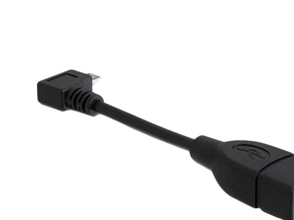 Delock - USB-kabel - USB (hunn) til Micro-USB type B (hann) - USB 2.0 OTG - 11 cm - 90° kontakt