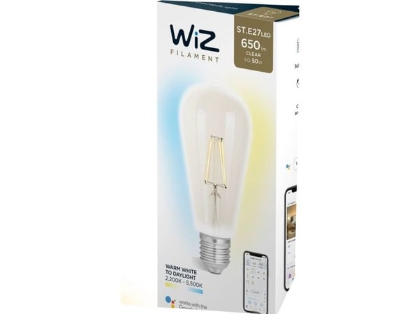 WiZ Wiz G2 Tw+ dimbar St64 E27 klar glasspære 12W hvit