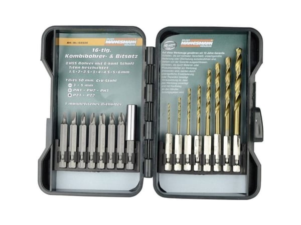 Brüder Mannesmann M54325 Mannesmann TiN 16 dele Bor- og bit-sortiment