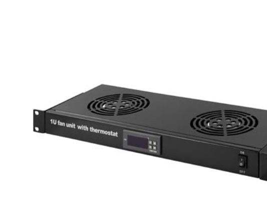 TOTEN SA.3002.0301 - Systemviftebrett - med 2 kjølevifter, termostat - svart, RAL 9004 - 1U
