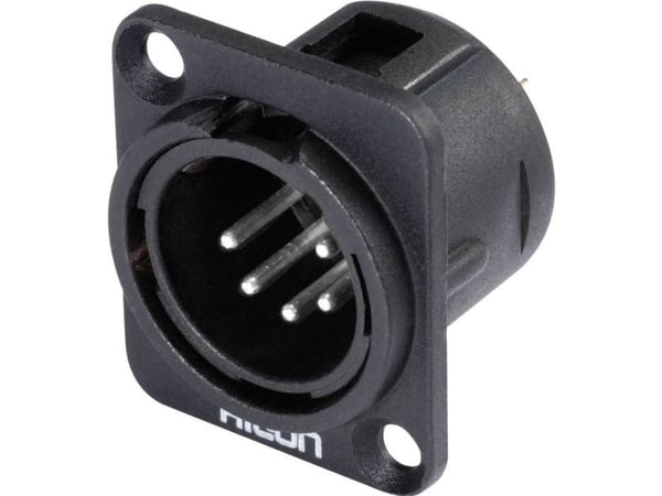 Hicon HI-X5DM-M XLR-kontakt, flensekontakt rette poler: 5 svart 1 stk