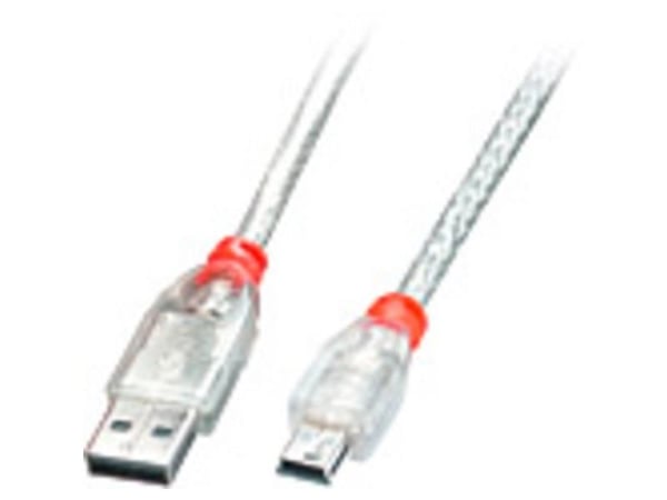 Lindy 41785, 5 m, USB A, Mini-USB B, USB 2.0, 0,48 Gbit/s, Läpinäkyvä