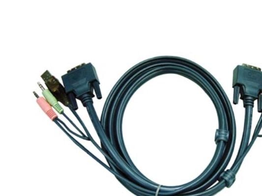 ATEN 2L-7D03U - Video / USB / äänikaapeli - USB, stereo-minijakki, DVI-I (uros) - stereo-minijakki, USB tyyppi B, DVI-I (uros) - 3 m
