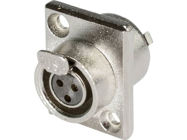 Hicon HI-XMEF3 XLR-kontakt for vertikal innbygging, poler 3 (sølv) – 1 stk