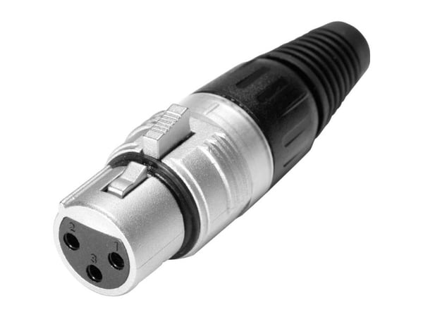 Hicon HI-X3CF XLR-kontakt, rett pol: 3 sølv, sort 1 stk