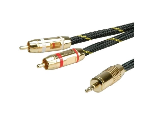ROLINE 11.09.4276, 3.5mm, Hankjønn, 2 x RCA, Hankjønn, 5 m, Sort