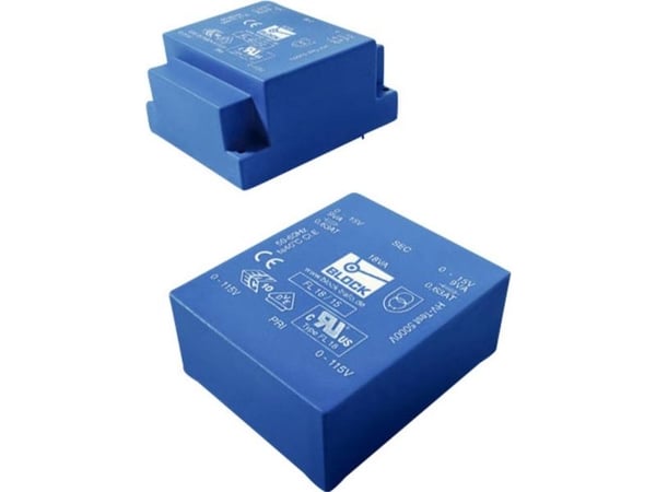 Block FL 4/18 Utskriftstransformator 2 x 115 V 2 x 18 V/AC 4 VA 111 mA