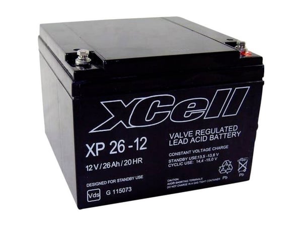 XCell XP2412 blybatteri 12 V 26 Ah blyfleece (B x H x T) 165 x 127 x 176 mm M5 skrutilkobling vedlikeholdsfritt VDS-sertifisert