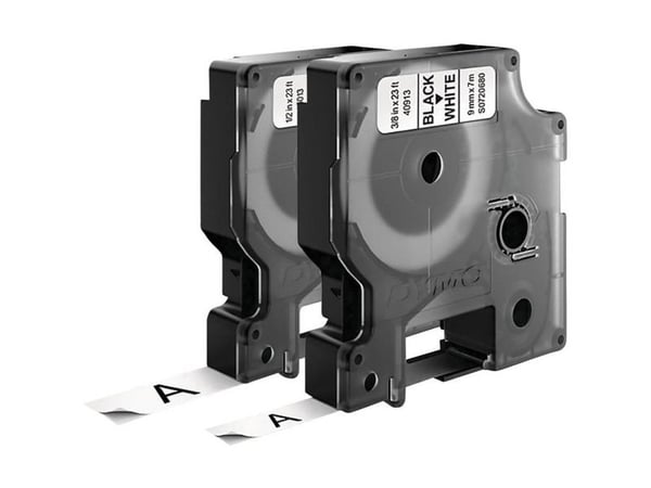 DYMO skriftbånd 2-pak 40913/45013 båndfarge: hvit skriftfarge: svart 9 mm/12 mm 7 m (S0720680, S0720530)