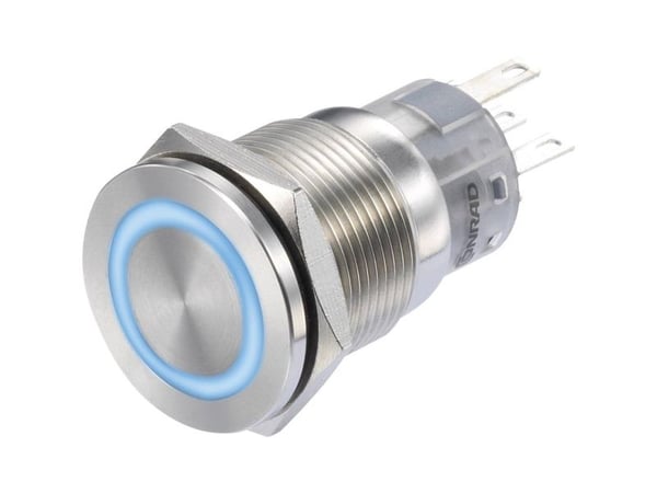 TRU COMPONENTS LAS1-AGQS-11E/B/12V Trykknap 250 V/AC 3 A 1 x Off/(On) Tastende Blå IP65 1 stk