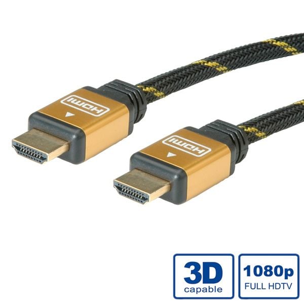 ROLINE 11.04.5510, 20 m, HDMI Type A (Standard), HDMI Type A (Standard), Svart, Gull
