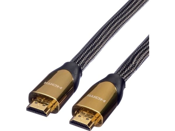 Roline HDMI-liitäntäkaapeli HDMI-A-liitin, HDMI-A-liitin 3,00 m Musta 11.04.5803 #####K UHD, kaksinkertainen suojattu HDMI-kaapeli