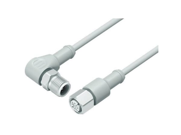 BINDER 77 3730 3727 40404-0200, 2 m, M12, M12, Hanstik/Hunstik, Grå, Termoplastisk elastomeeri (TPE)