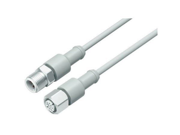 BINDER 77 3730 3729 40403-0500, 5 m, M12, M12, Hanstik/Hunstik, Grå, Termoplastisk elastomeeri (TPE)