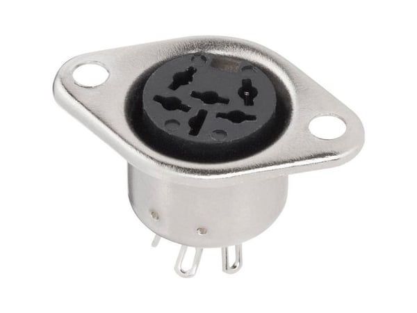 BKL Electronic 0208094 DIN rundkontakt - flensetilkobling - kontakter rett pol - poler 6 - sølv - 1 stk