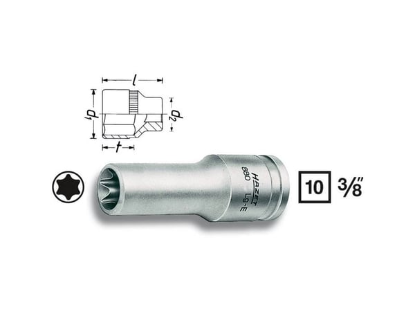 HAZET 880LG-E10, Stikkontakt, 3/8", Metrisk, 1 hoder, E10, 1,7 cm