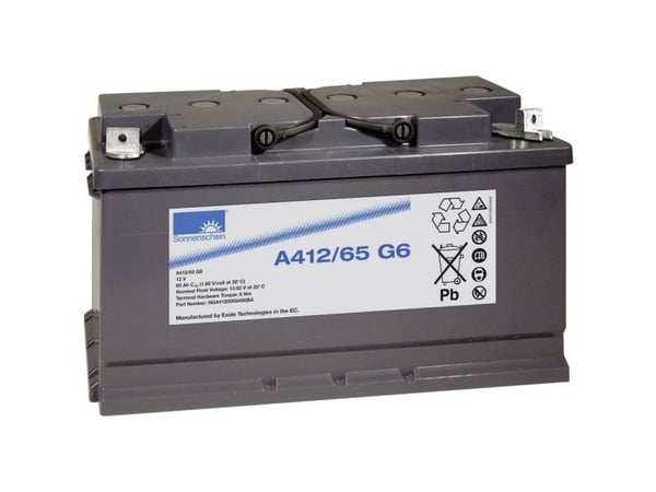 GNB Sonnenschein A412/65 G6 blybatteri 12 V 65 Ah bly-gel (B x H x D) 353 x 190 x 175 mm M6 skrutilkobling vedlikeholdsfritt