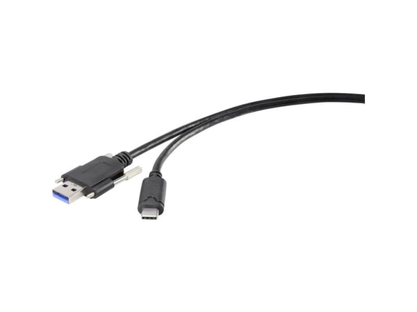 Renkforce RF-3386040, USB 3.2 Type A, USB-C, 1 m, Musta