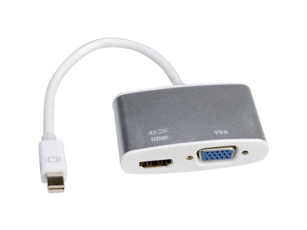 ROLINE 12.03.3161, 0,1 m, Mini DisplayPort, HDMI + VGA (D-Sub), Hankjønn, Hunkjønn, Sølv