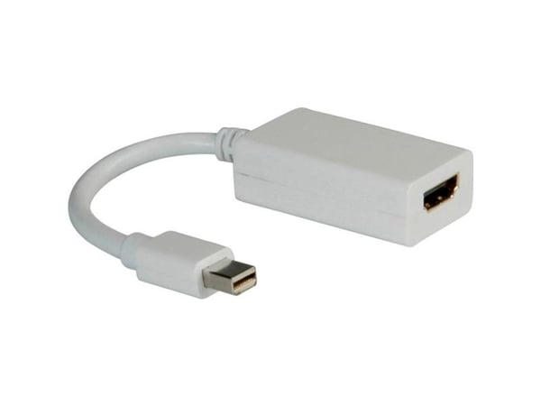 ROLINE Mini DisplayPort-HDMI Adapter, Mini DisplayPort, HDMI-tyyppi A (vakio), Uros, Naaras, Valkoinen, 0,1 mm