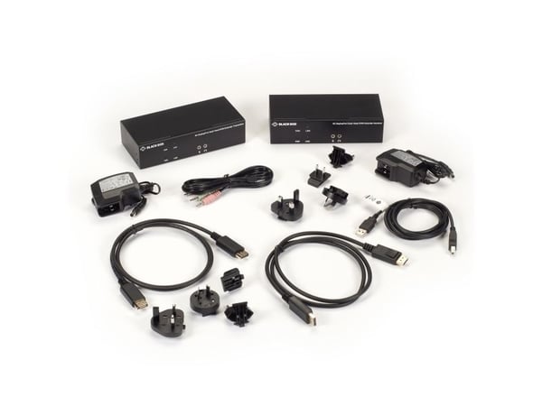 Black Box KVXLCDPF-200, Sender og Mottaker, Koblet med ledninger (ikke trådløs), 30000 m, Sort, DisplayPort, DisplayPort