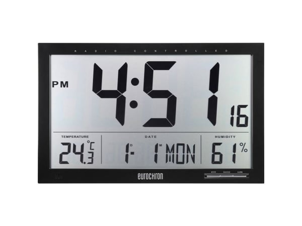Eurochron EFWU Jumbo 100 radiostyrt veggur 37 cm x 23 cm x 3 cm svart