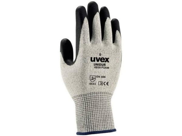 Uvex unidur 6659 foam, Musta, Harmaa, Aikuinen, Aikuinen, Mies, Polyeteeni, Kuitu, Polyamidi