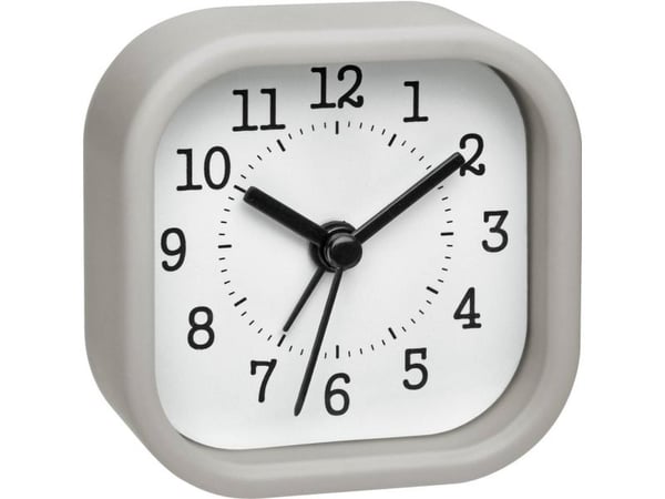 TFA-Dostmann 60.010686, Quartz vekkerklokke, firkant, Grå, Plast, Analog, Batteri
